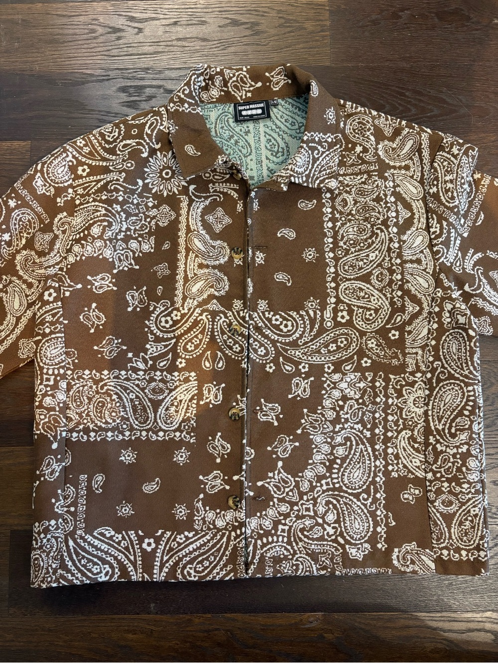NEW MENS Super Massive Bandana Paisley Brown lightweight jacket size large